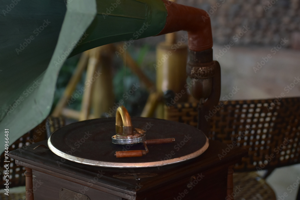 Gramophone, old fashioned record player