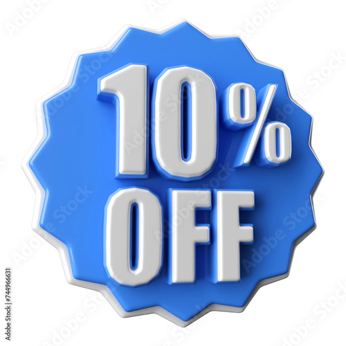 Special 10 percent offer sale tag - blue sale sticker icon 3d render