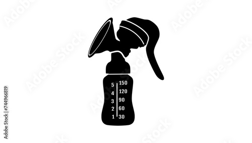 Manual Breast Pump, black isolated silhouette