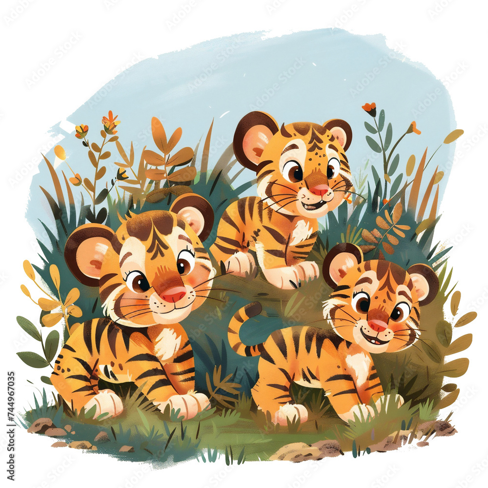 Naklejka premium ilustration tiger in jungle
