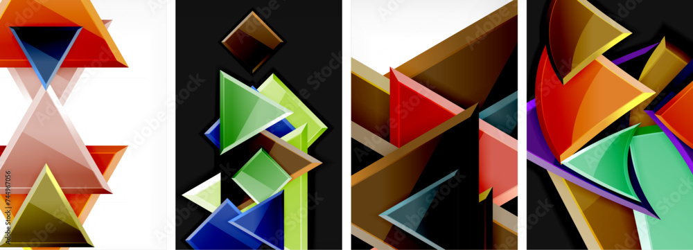 Triangle composition poster background set for wallpaper, business card, cover, poster, banner, brochure, header, website Triangle composition poster background set for wallpaper, business card, cover, poster, banner, brochure, header, website