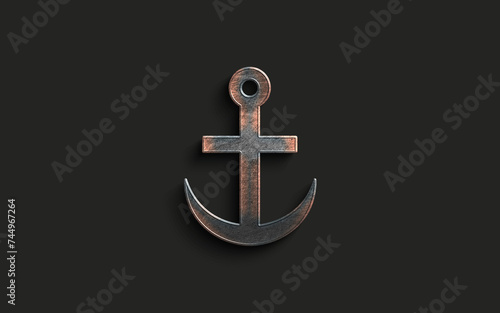 3D metal logo design of pirate design on dark background.