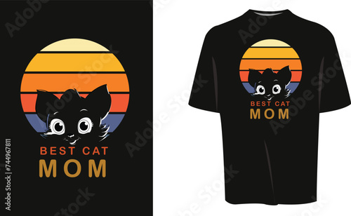 Mother's day t shirt design, (Best cat mom).