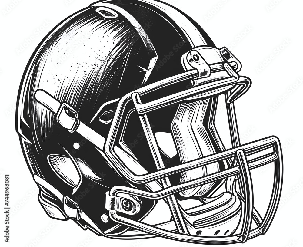 Monochrome American Football Helmet Illustration Monochrome American Football Helmet Illustration