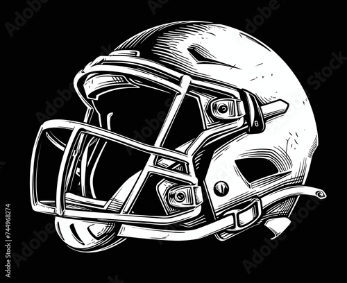 Monochrome American Football Helmet Illustration