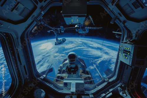 Astronaut floating in space © boyhey