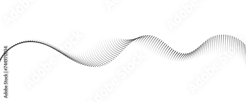 Flowing Dot Wave Pattern Halftone Curve Shape on Transparent Background