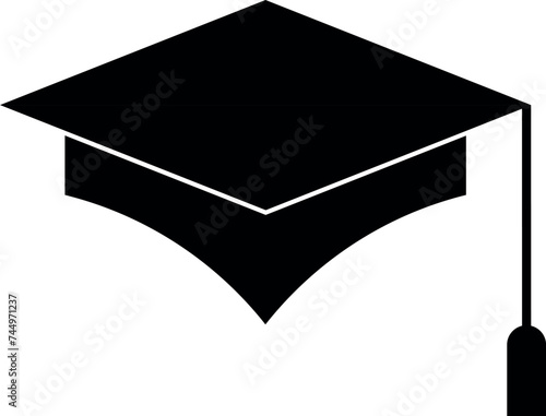 An illustration of a Graduation or convocation mortar board hat or cap , glyph graduation cap vector icon .