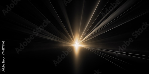 Abstract light rays illuminating on a black background. 