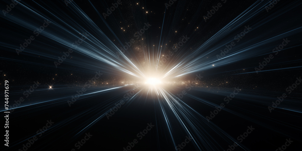 Obraz premium Abstract light rays illuminating on a black background. 