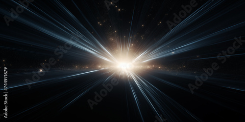 Abstract light rays illuminating on a black background.
