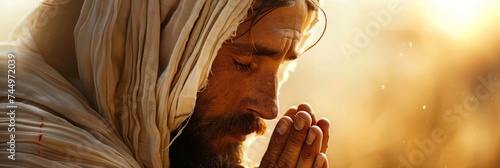 A solemn moment of Jesus deep in prayer