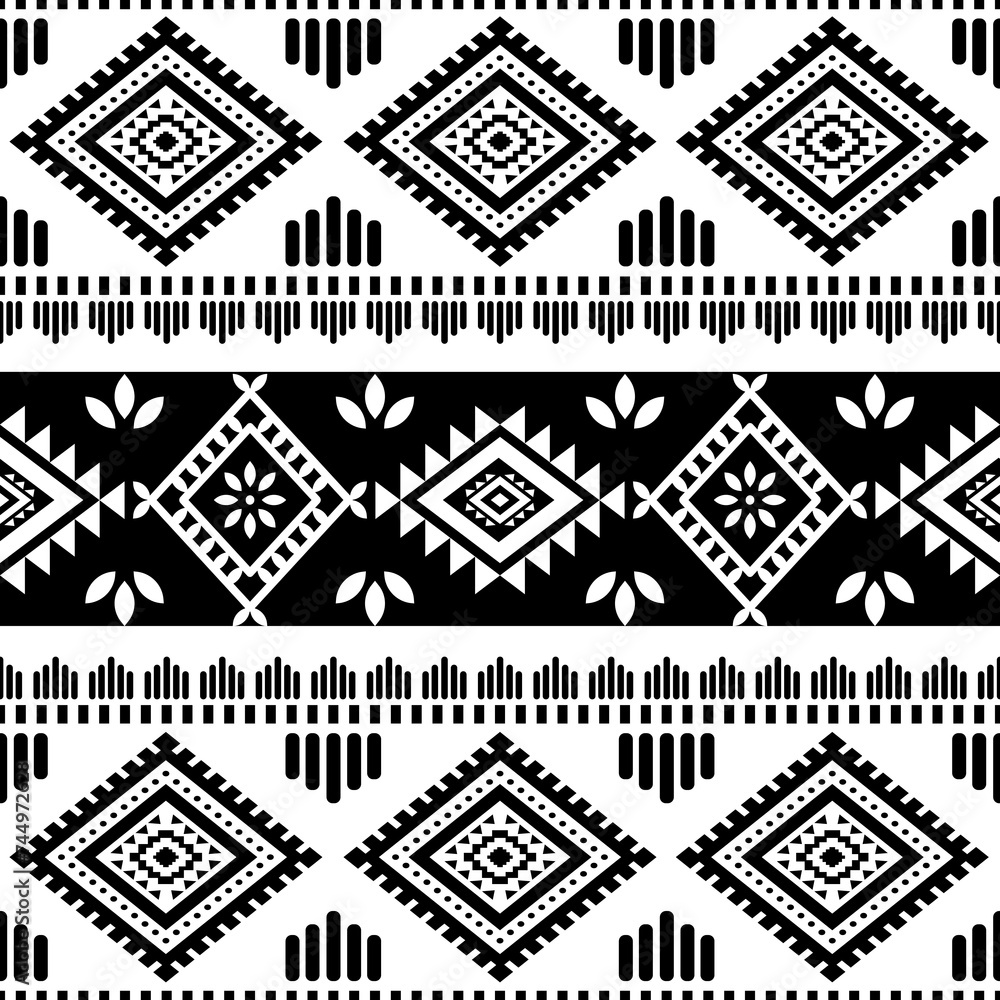 Navajo southwest geometric seamless pattern fabric black and white ...