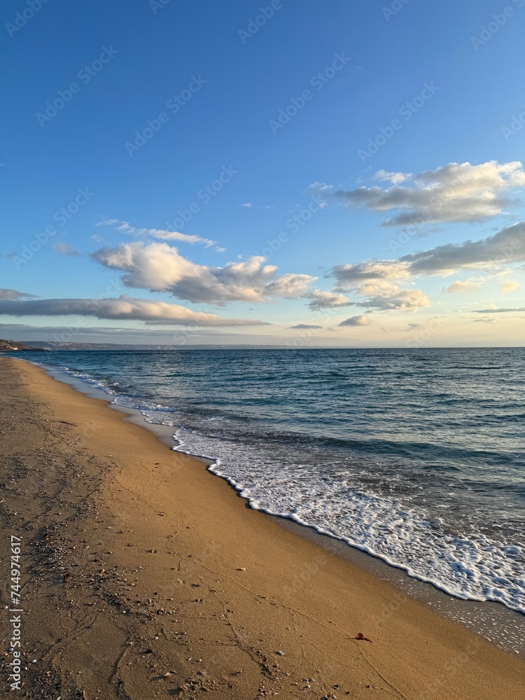 Golden Sands beach in the morning. Black sea coast sunrise with beautiful clouds, calm sea. Golden Sands beach in the morning. Black sea coast sunrise with beautiful clouds, calm sea.