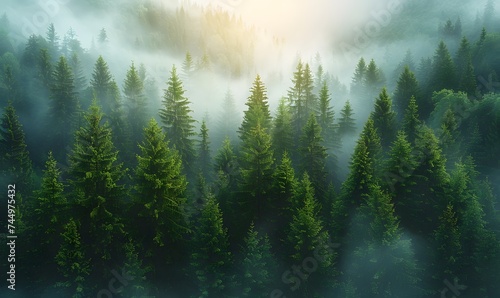 Beautiful nature landscape with mountains and pine tree  generated by AI