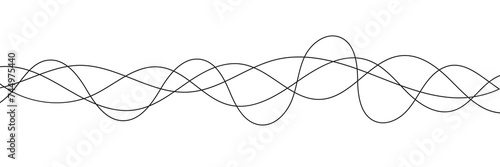 Thin line wavy background. Abstract black lines wave curve motion on white background vector