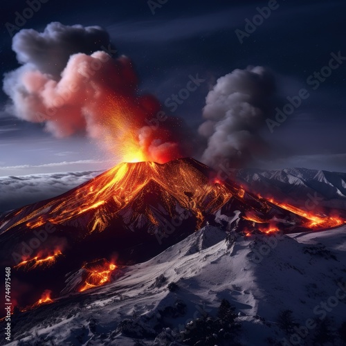 lava flows and strombolian explosions from Southeast Crater photo