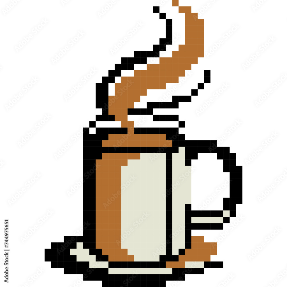 Fototapeta premium Coffee cartoon icon in pixel style