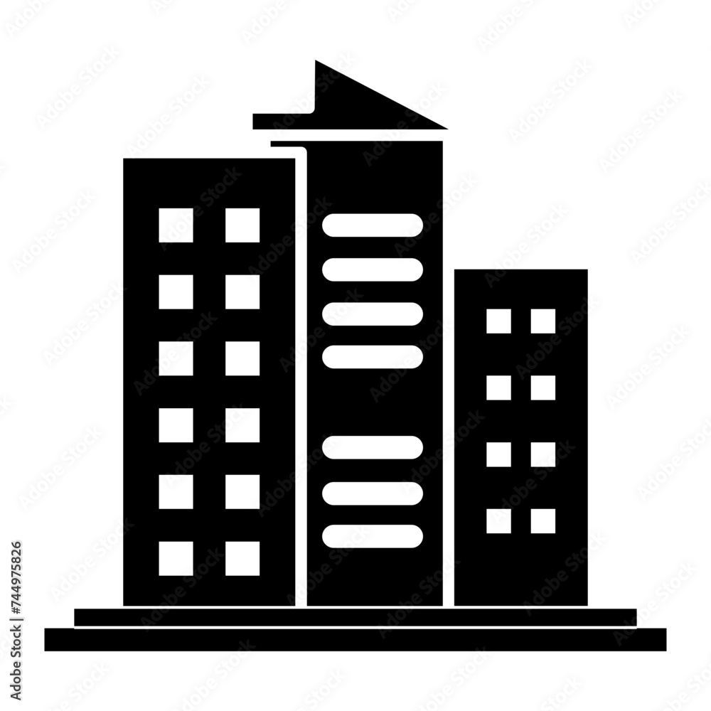 Buildings and office icon on glyph style Buildings and office icon on glyph style