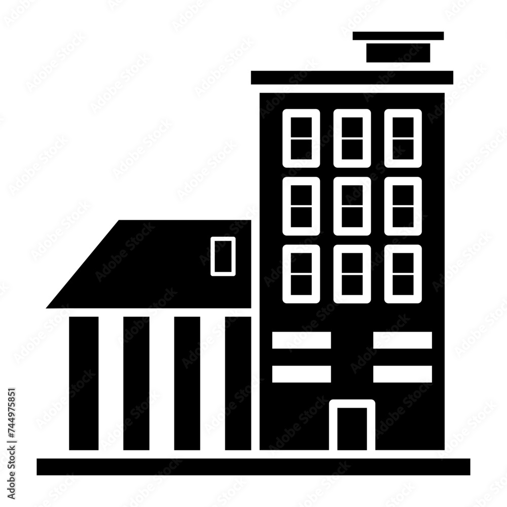 Buildings and office icon on glyph style Buildings and office icon on glyph style
