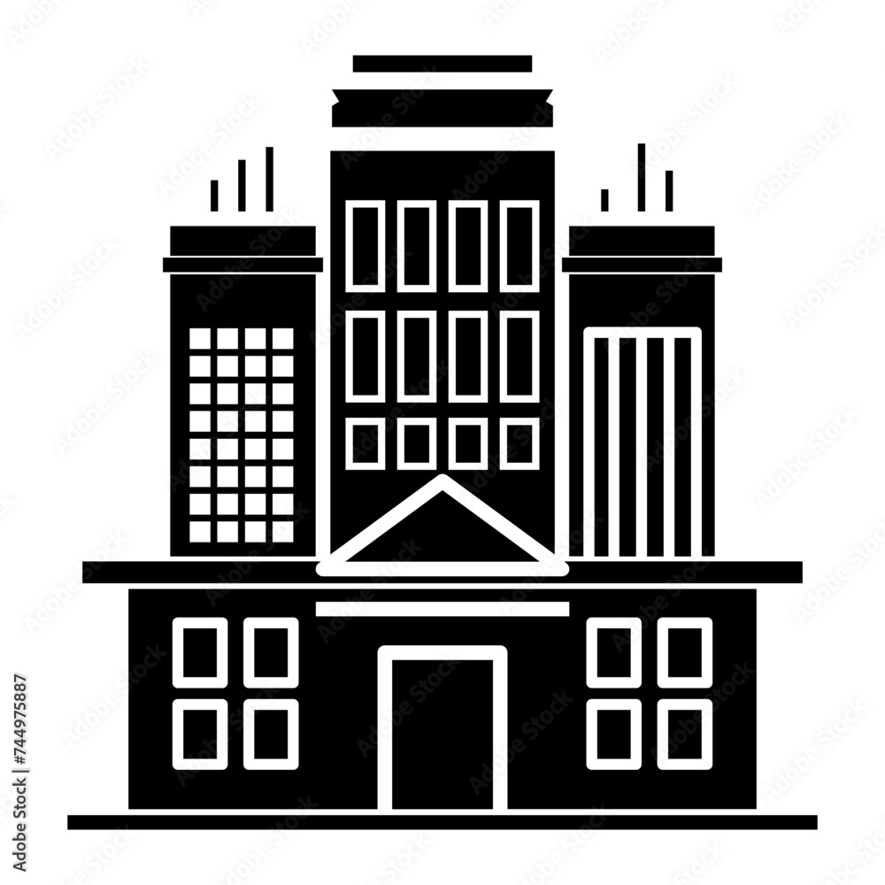 Buildings and office icon on glyph style