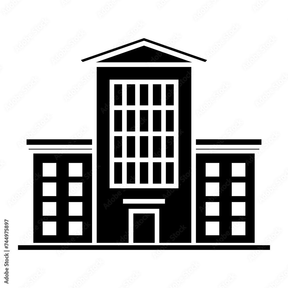 Buildings and office icon on glyph style