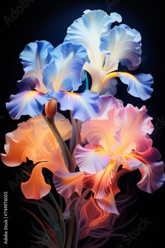 the elegance of a irises pattern with a slightly transparent and soft glow