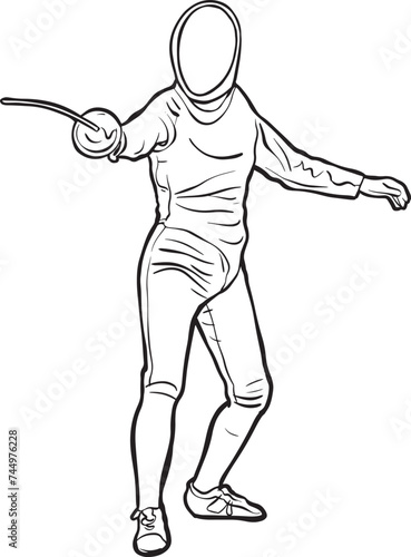 Fencer in Action Pose 