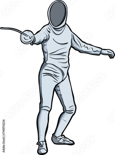 Fencer in Action Pose 