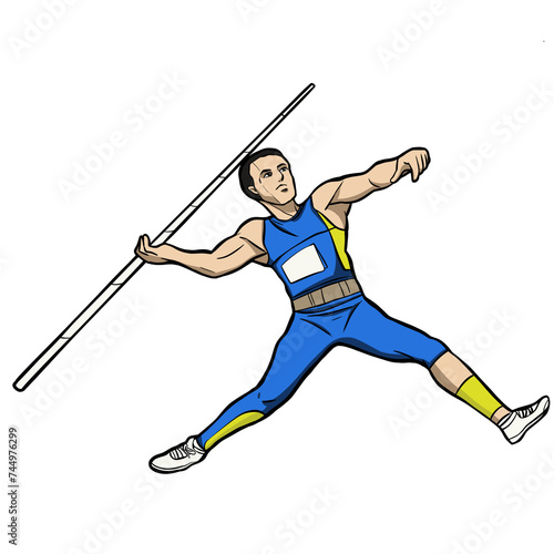 Javelin Thrower in Mid-Throw Illustration