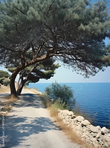 a postcard for a beach holiday  an advertising brochure of a seaside resort  summer  sun  sea  ocean