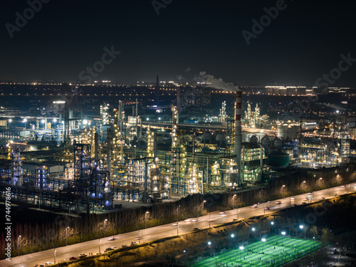 night view of the oil factory