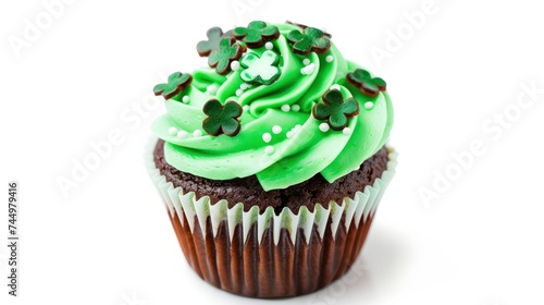 St. Patrick's Day cupcake isolated on white background.