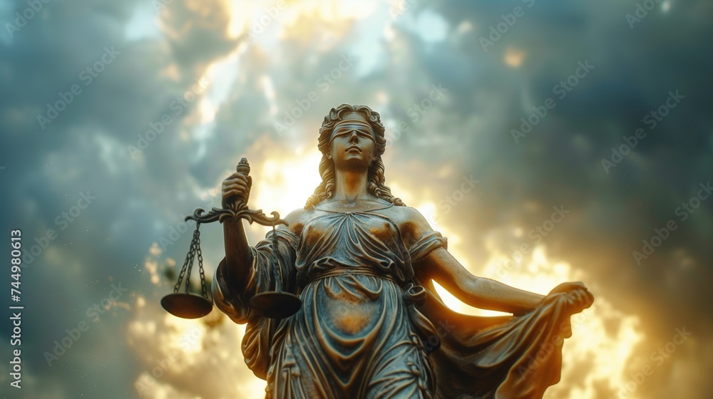 The Statue of Justice symbol, legal law concept image



