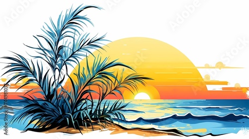 a postcard for a beach holiday  an advertising brochure of a seaside resort  summer  sun  sea  ocean