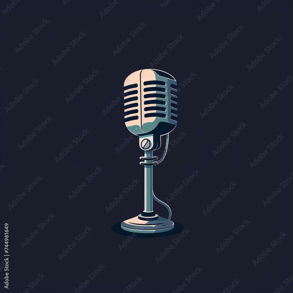 Flat vector logo of a microphone Flat vector logo of a microphone