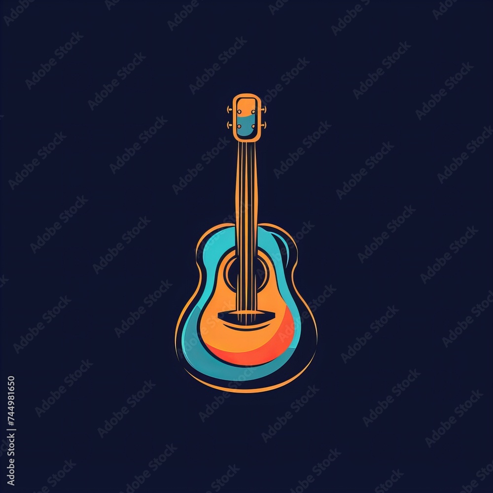 Flat vector logo of a guitar