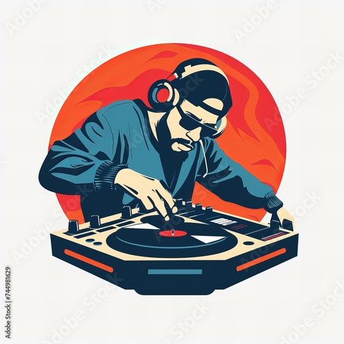 Flat vector logo of a DJ
