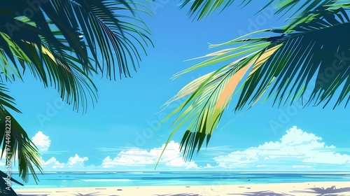 a postcard for a beach holiday  an advertising brochure of a seaside resort  summer  sun  sea  ocean