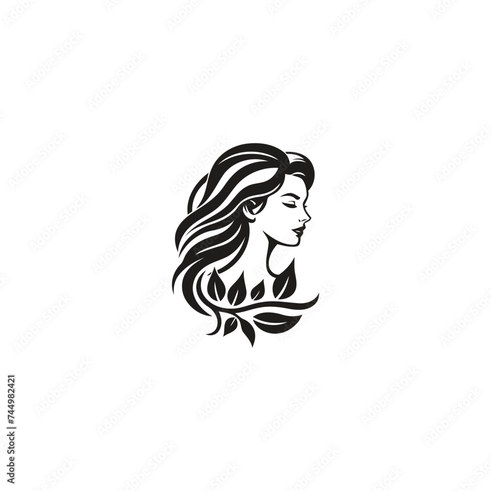 Beautiful women and leaves logo design vector template Beautiful women and leaves logo design vector template