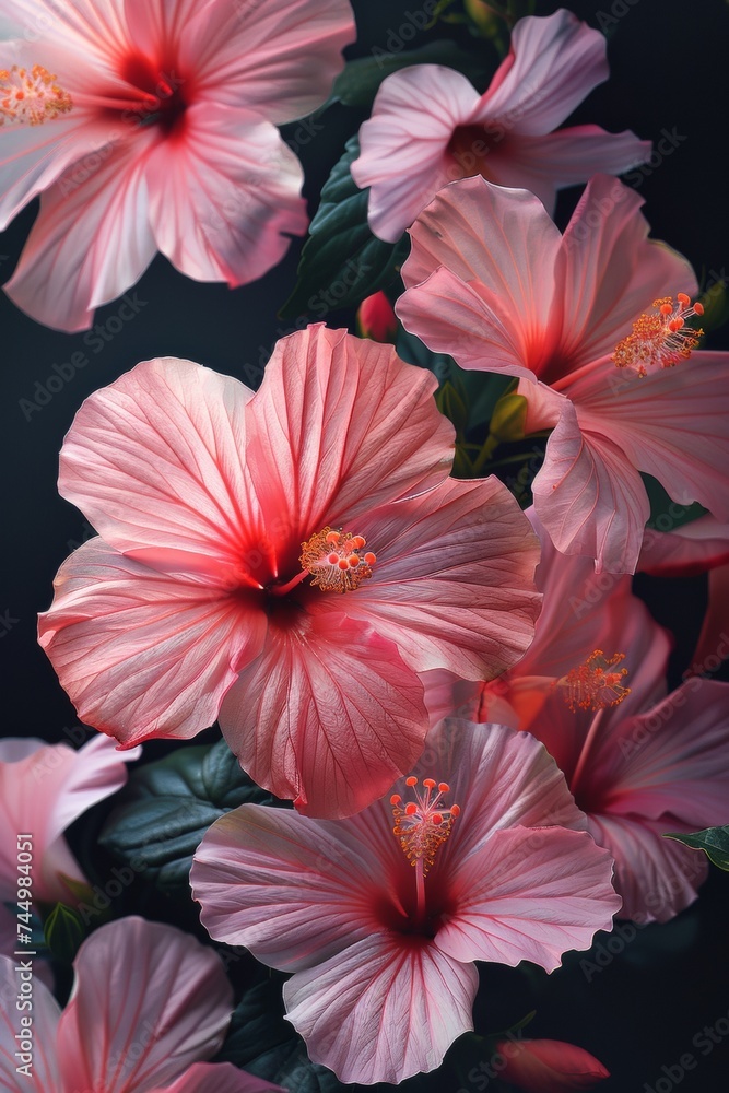 the beauty of hibiscus in a pattern with a soft, transparent quality and gentle glow the beauty of hibiscus in a pattern with a soft, transparent quality and gentle glow