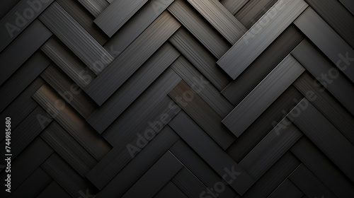 Modern Black Wooden Panel Texture, sophisticated close-up of modern black wooden panels arranged in a herringbone pattern,  photo