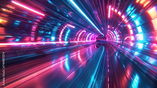 Neon Velocity, Tunnel Background Illuminated with Vibrant Lights
