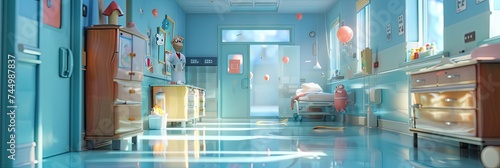 Hospital - urgent care and emergency room for medical and healthcare in modern 3D animation style