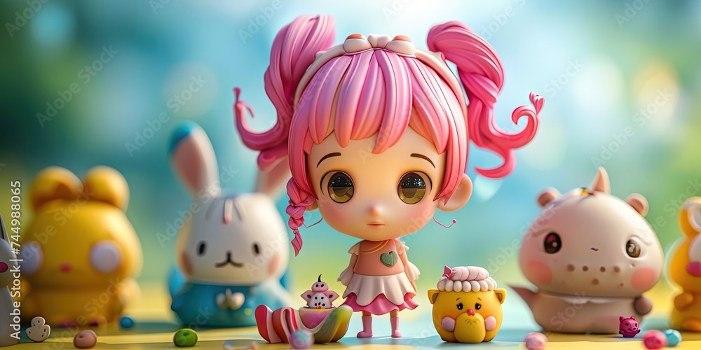 Kawaii girl in modern 3D animation style Kawaii girl in modern 3D animation style
