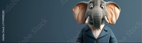Elephant in a suit in modern 3D animation style. Conservative republican American politics