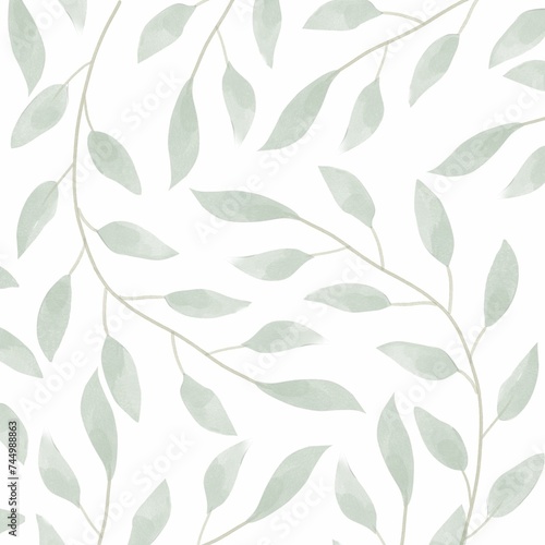 seamless background with leaves, leaves texture watercolor leaves pattern