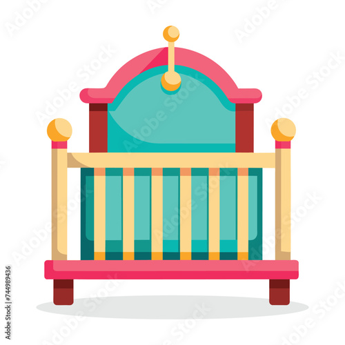 Baby crib flat vector illustration on white background.