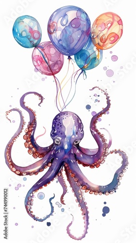 Octopus with balloon tentacles photo