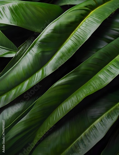 closeup tropical green leaf background. Flat lay  fresh wallpaper banner concept Generative AI